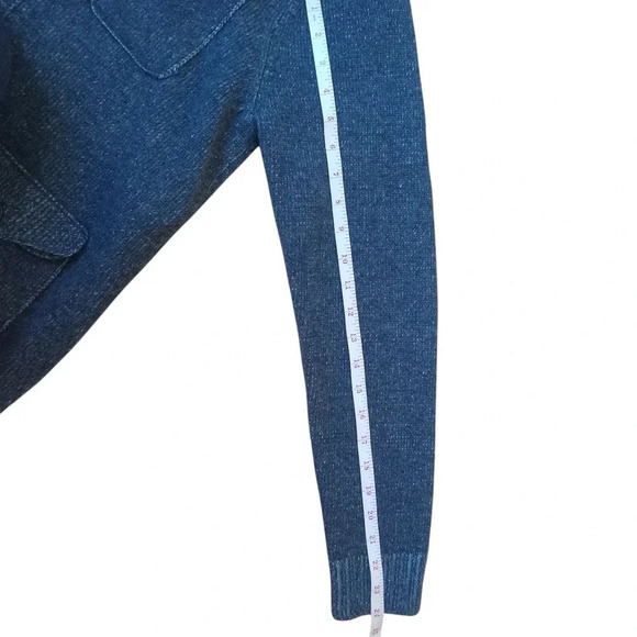 Men's Wool Sweater Pronto Uomo Full Zip Long Sleeve Pockets 100% Wool Blue Large - Picture 7 of 8